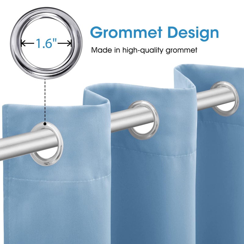 HOMEIDEAS Baby Blue Blackout Curtains 52 X 84 Inch Bedroom Curtains 2 Panels Room Darkening Curtains/Drapes, Soundproof Thermal Grommet Window Curtains for Living Room - Image 4